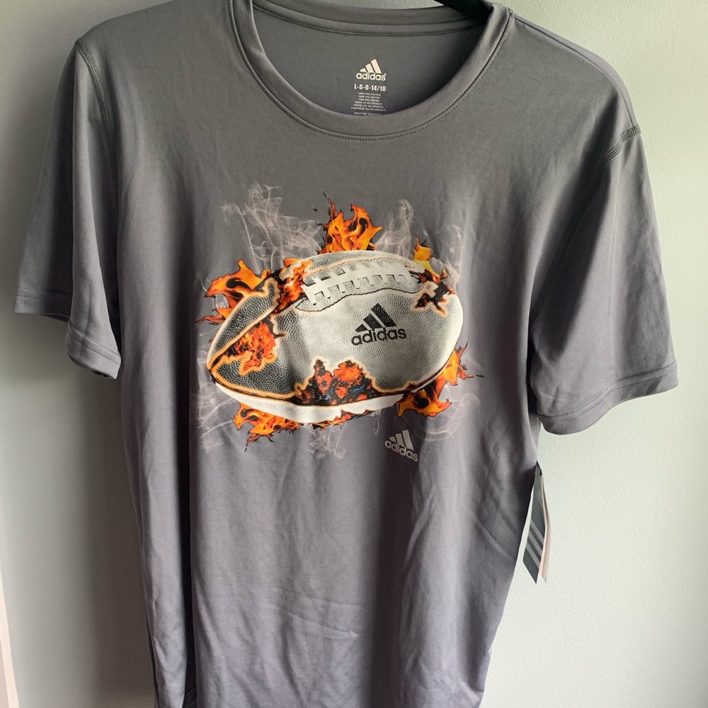 Boys Adidas athletic shirt w/ football design